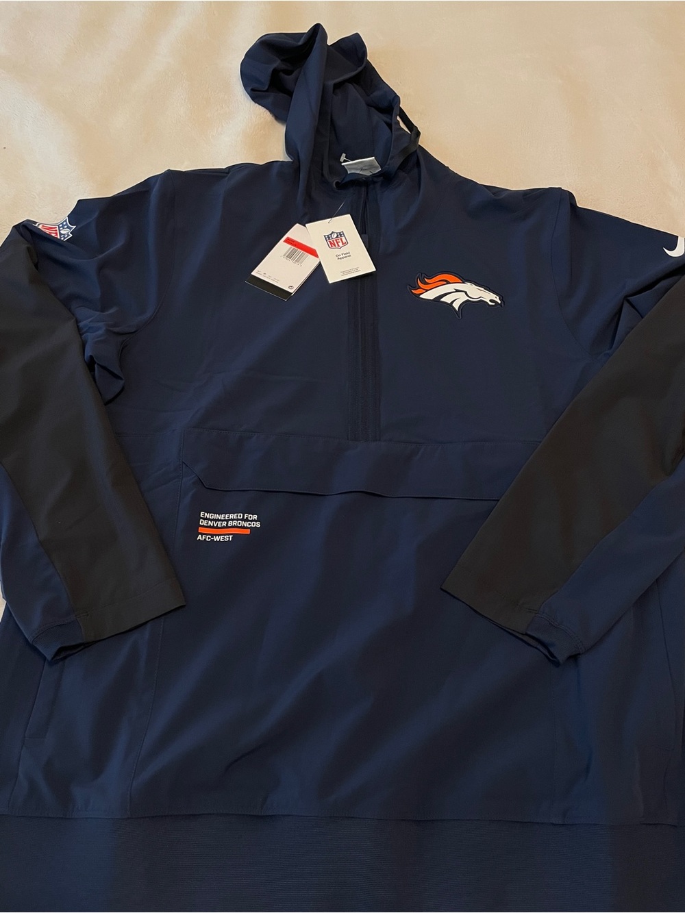 NWT Nike NFL Denver Broncos AFC West Hoodie Pullover Sz L